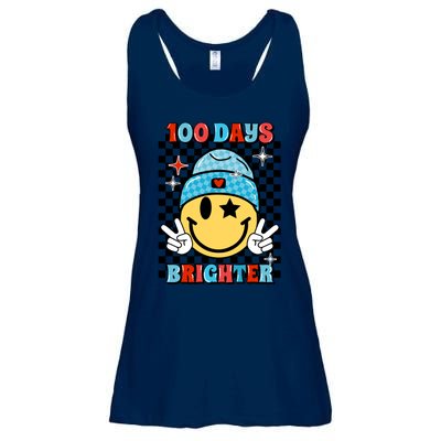 100 Days Brighter Retro Groovy Smile Teacher Gift Ladies Essential Flowy Tank