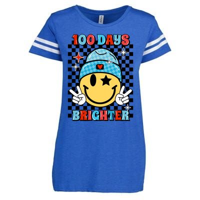 100 Days Brighter Retro Groovy Smile Teacher Gift Enza Ladies Jersey Football T-Shirt