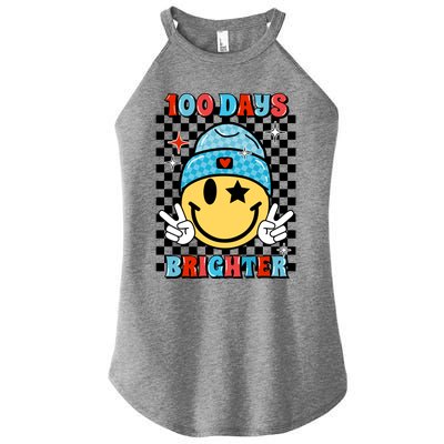 100 Days Brighter Retro Groovy Smile Teacher Gift Women’s Perfect Tri Rocker Tank