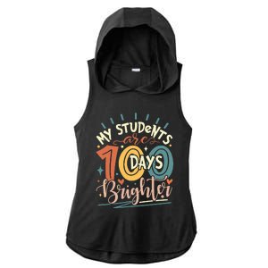 100 Days Brighter Teacher 100th Day Of School Teachers Squad Ladies PosiCharge Tri-Blend Wicking Draft Hoodie Tank