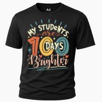 100 Days Brighter Teacher 100th Day Of School Teachers Squad Cooling Performance Crew T-Shirt
