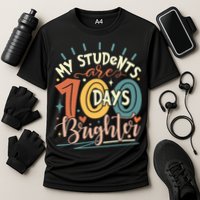 100 Days Brighter Teacher 100th Day Of School Teachers Squad Cooling Performance Crew T-Shirt