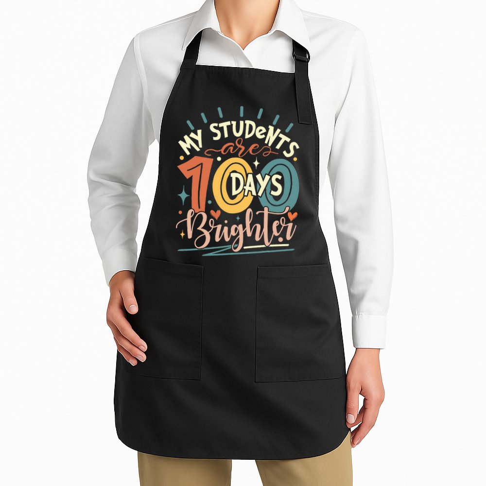 100 Days Brighter Teacher 100th Day Of School Teachers Squad Apron