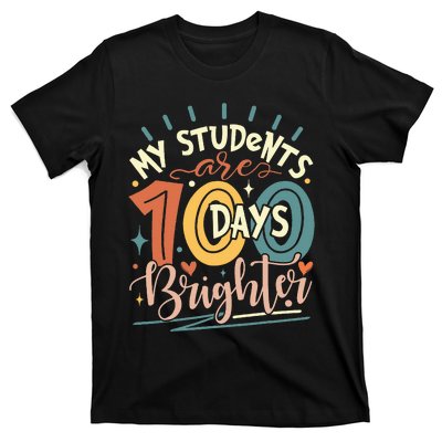 100 Days Brighter Teacher 100th Day Of School Teachers Squad T-Shirt