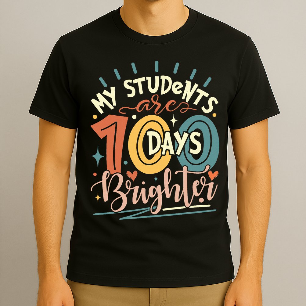 100 Days Brighter Teacher 100th Day Of School Teachers Squad T-Shirt