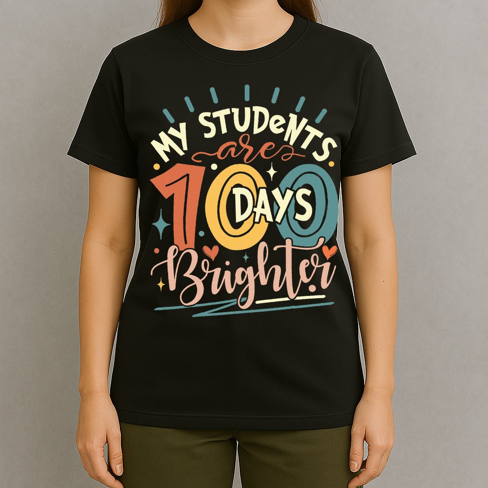 100 Days Brighter Teacher 100th Day Of School Teachers Squad T-Shirt