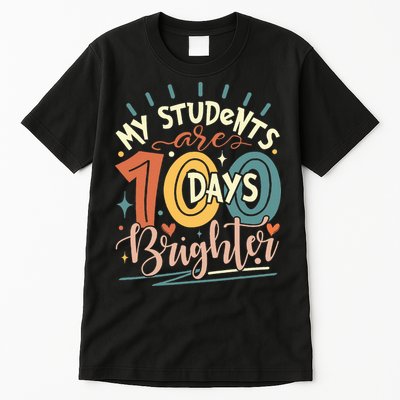 100 Days Brighter Teacher 100th Day Of School Teachers Squad Tall T-Shirt