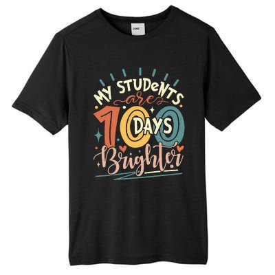 100 Days Brighter Teacher 100th Day Of School Teachers Squad Tall Fusion ChromaSoft Performance T-Shirt