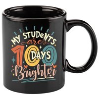 100 Days Brighter Teacher 100th Day Of School Teachers Squad 11oz C Handle Ceramic Mug