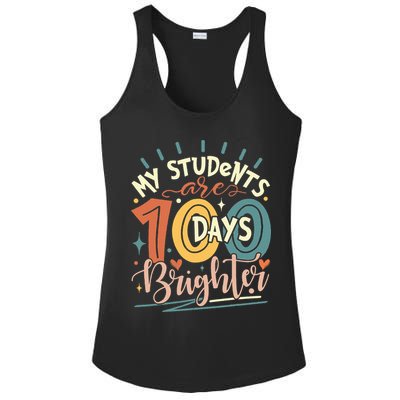100 Days Brighter Teacher 100th Day Of School Teachers Squad Ladies PosiCharge Competitor Racerback Tank