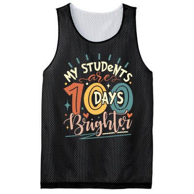 100 Days Brighter Teacher 100th Day Of School Teachers Squad Mesh Reversible Basketball Jersey Tank