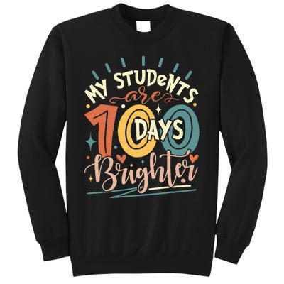 100 Days Brighter Teacher 100th Day Of School Teachers Squad Tall Sweatshirt