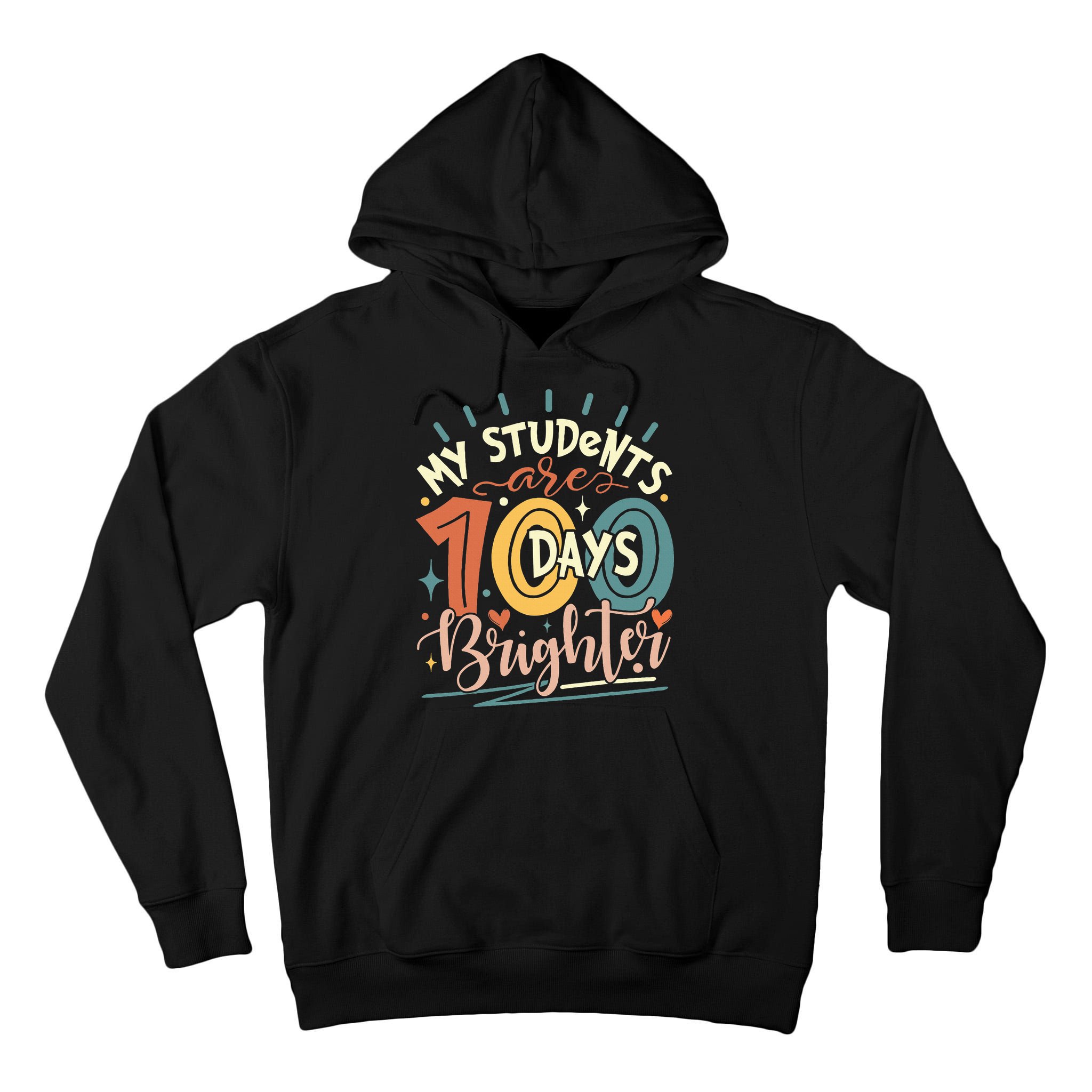 100 Days Brighter Teacher 100th Day Of School Teachers Squad Tall Hoodie