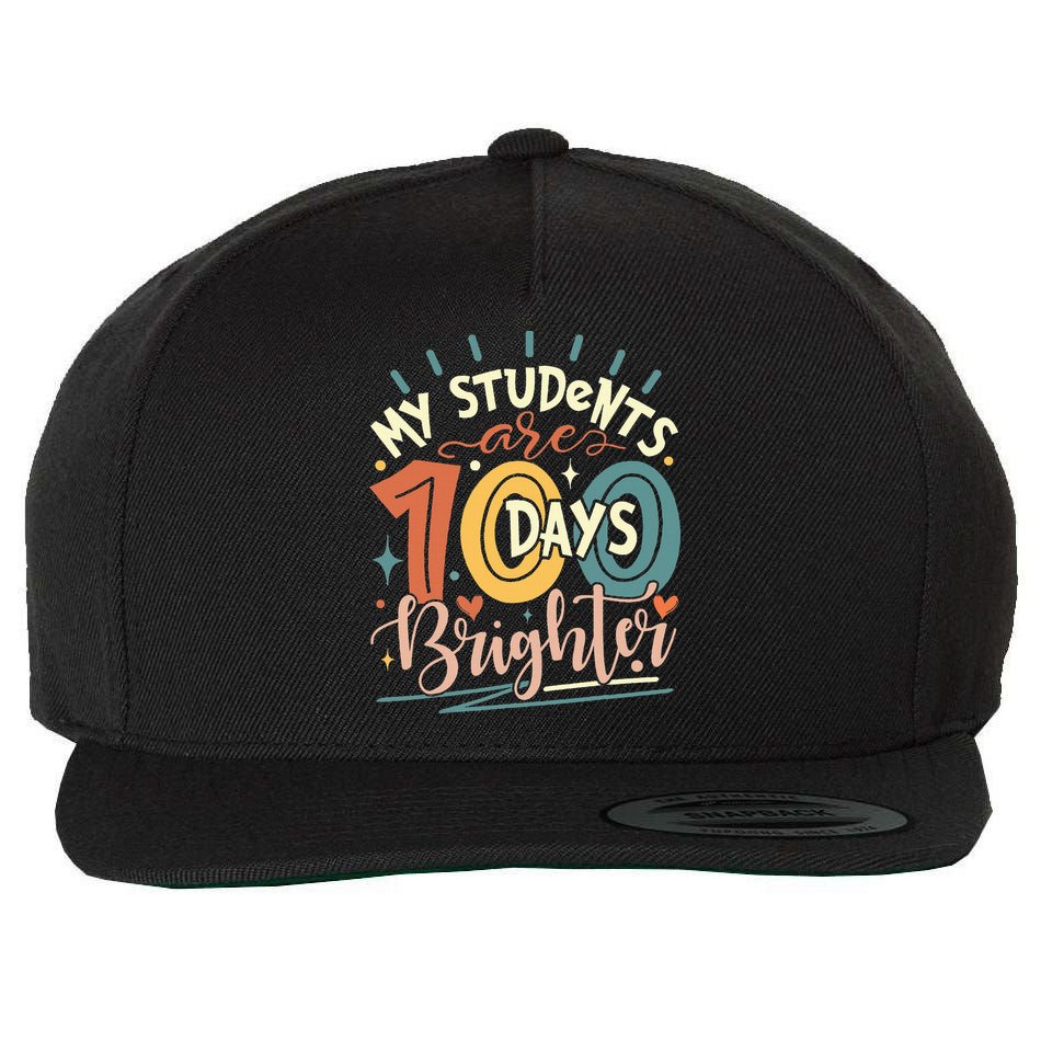 100 Days Brighter Teacher 100th Day Of School Teachers Squad Wool Snapback Cap