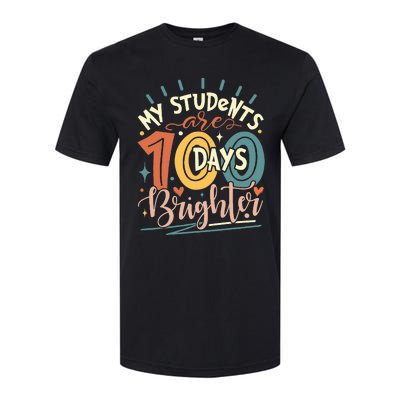 100 Days Brighter Teacher 100th Day Of School Teachers Squad Softstyle® CVC T-Shirt