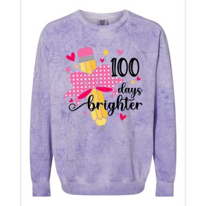 100 Days Brighter 100th Day Of School Cute Student Gift Colorblast Crewneck Sweatshirt