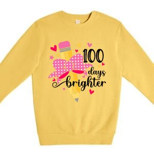 100 Days Brighter 100th Day Of School Cute Student Gift Premium Crewneck Sweatshirt