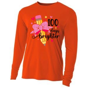 100 Days Brighter 100th Day Of School Cute Student Gift Cooling Performance Long Sleeve Crew