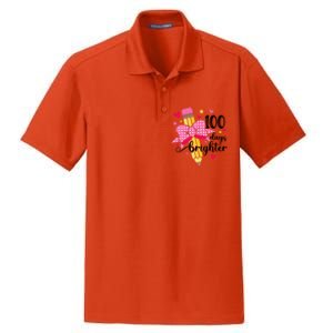 100 Days Brighter 100th Day Of School Cute Student Gift Dry Zone Grid Polo