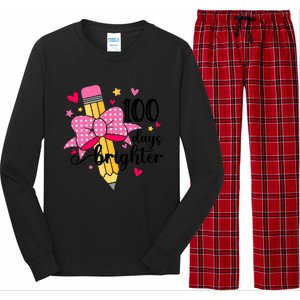 100 Days Brighter 100th Day Of School Cute Student Gift Long Sleeve Pajama Set