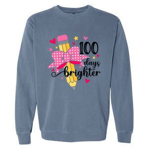 100 Days Brighter 100th Day Of School Cute Student Gift Garment-Dyed Sweatshirt