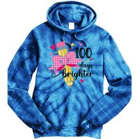 100 Days Brighter 100th Day Of School Cute Student Gift Tie Dye Hoodie