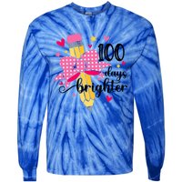 100 Days Brighter 100th Day Of School Cute Student Gift Tie-Dye Long Sleeve Shirt