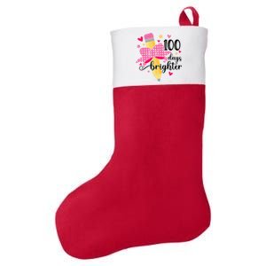 100 Days Brighter 100th Day Of School Cute Student Gift Felt Holiday Christmas Stocking