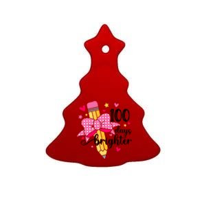 100 Days Brighter 100th Day Of School Cute Student Gift Ceramic Tree Ornament