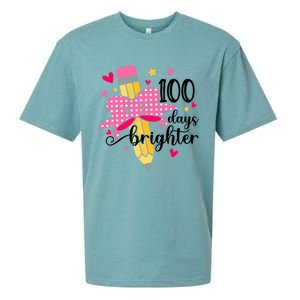 100 Days Brighter 100th Day Of School Cute Student Gift Sueded Cloud Jersey T-Shirt