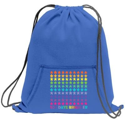 100 Days Brighter 100th Day Of School Or Kindergarten Gift Sweatshirt Cinch Pack Bag