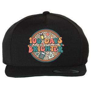 100 Days Brighter 100th Day Of School Teacher Smarter Gift Wool Snapback Cap