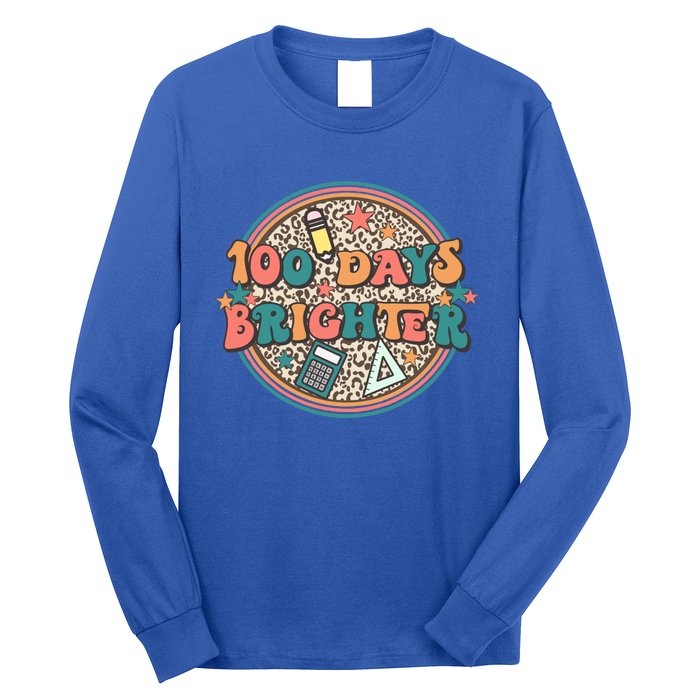 100 Days Brighter 100th Day Of School Teacher Smarter Gift Long Sleeve Shirt