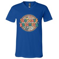 100 Days Brighter 100th Day Of School Teacher Smarter Gift V-Neck T-Shirt