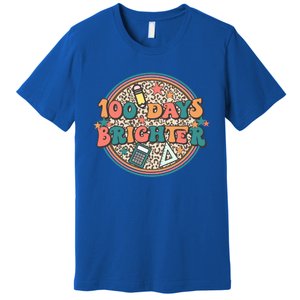 100 Days Brighter 100th Day Of School Teacher Smarter Gift Premium T-Shirt