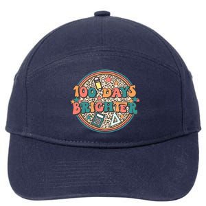 100 Days Brighter 100th Day Of School Teacher Smarter Gift 7-Panel Snapback Hat