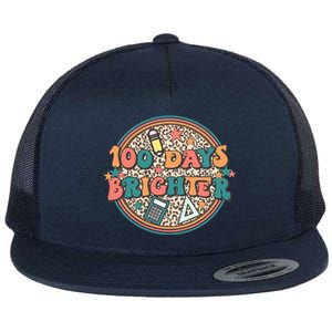 100 Days Brighter 100th Day Of School Teacher Smarter Gift Flat Bill Trucker Hat