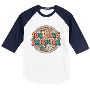 100 Days Brighter 100th Day Of School Teacher Smarter Gift Baseball Sleeve Shirt