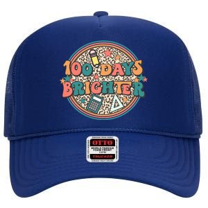 100 Days Brighter 100th Day Of School Teacher Smarter Gift High Crown Mesh Back Trucker Hat