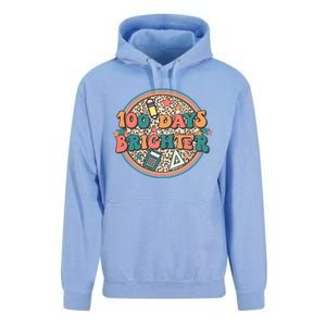 100 Days Brighter 100th Day Of School Teacher Smarter Gift Unisex Surf Hoodie