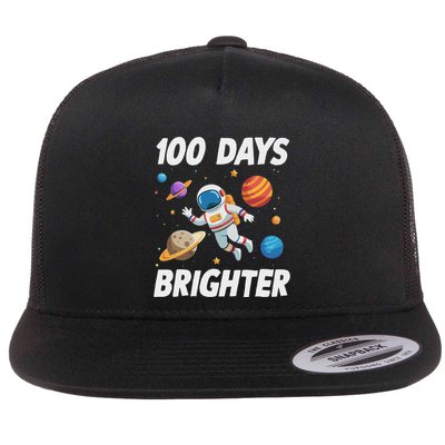 100 Days Brighter Space Astronaut Flat Bill Trucker Hat