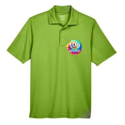 100 Days Brighter 100 Days Of School Tie Dye Teacher Student Men's Origin Performance Piqué Polo