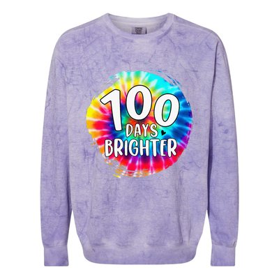 100 Days Brighter 100 Days Of School Tie Dye Teacher Student Colorblast Crewneck Sweatshirt