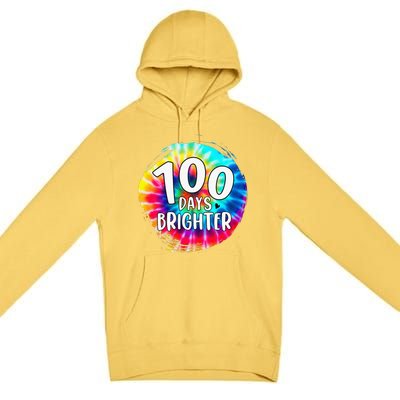 100 Days Brighter 100 Days Of School Tie Dye Teacher Student Premium Pullover Hoodie