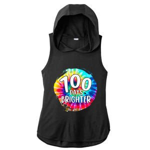 100 Days Brighter 100 Days Of School Tie Dye Teacher Student Ladies PosiCharge Tri-Blend Wicking Draft Hoodie Tank