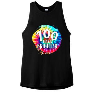 100 Days Brighter 100 Days Of School Tie Dye Teacher Student Ladies PosiCharge Tri-Blend Wicking Tank