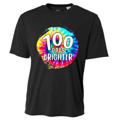 100 Days Brighter 100 Days Of School Tie Dye Teacher Student Cooling Performance Crew T-Shirt