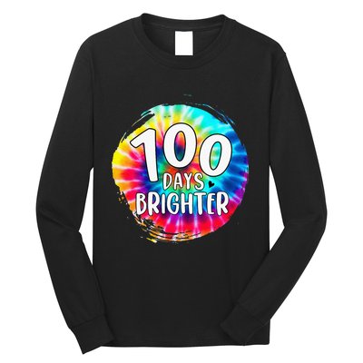 100 Days Brighter 100 Days Of School Tie Dye Teacher Student Long Sleeve Shirt