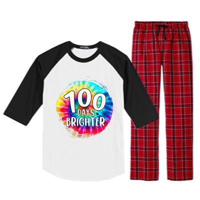 100 Days Brighter 100 Days Of School Tie Dye Teacher Student Raglan Sleeve Pajama Set