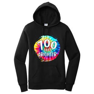 100 Days Brighter 100 Days Of School Tie Dye Teacher Student Women's Pullover Hoodie